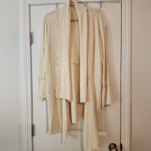 Women's Oversized Cream Flutter Cardigan Sweater Whimsy Summer Cottagecore XL